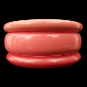 1980s Pink Plastic Bangle Stack | 80s Vintage Corals Three (3) Bracelet Set