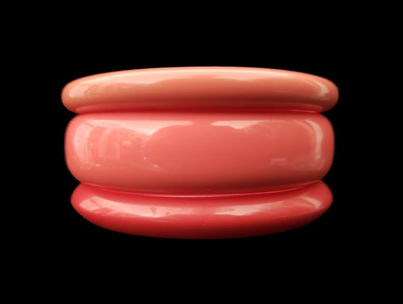 1980s Pink Plastic Bangle Stack | 80s Vintage Cor… - image 1