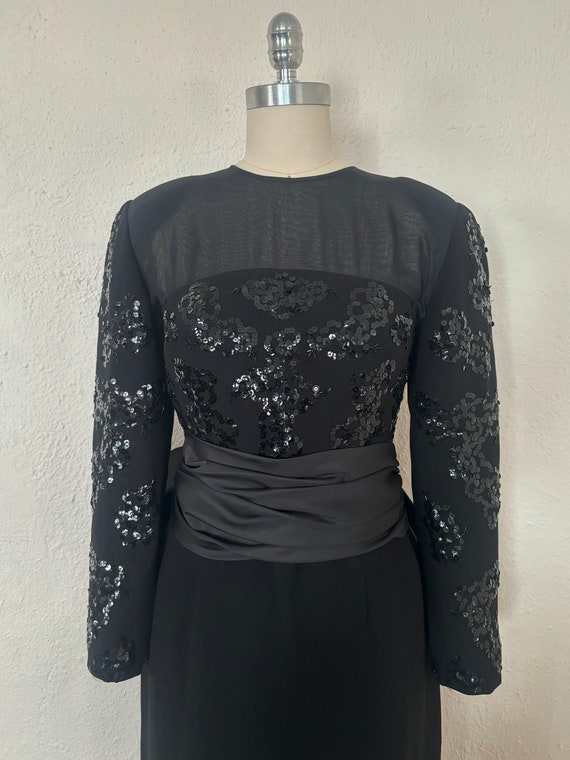 1990s CHRISTIAN DIOR Black Sequin Evening Dress, … - image 3