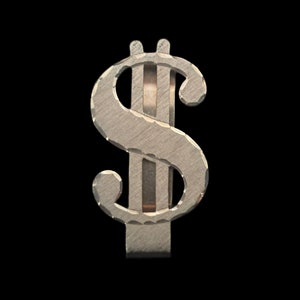 1960s Dollar Sign 12k Gold Filled Money Clip by Simmons | 60s Vintage Symbol Gold Tone Clip