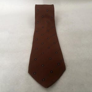 1980s Silk Tie by Ermenegildo Zenga | 80s Vintage Brown, Black, and White Printed Silk Necktie