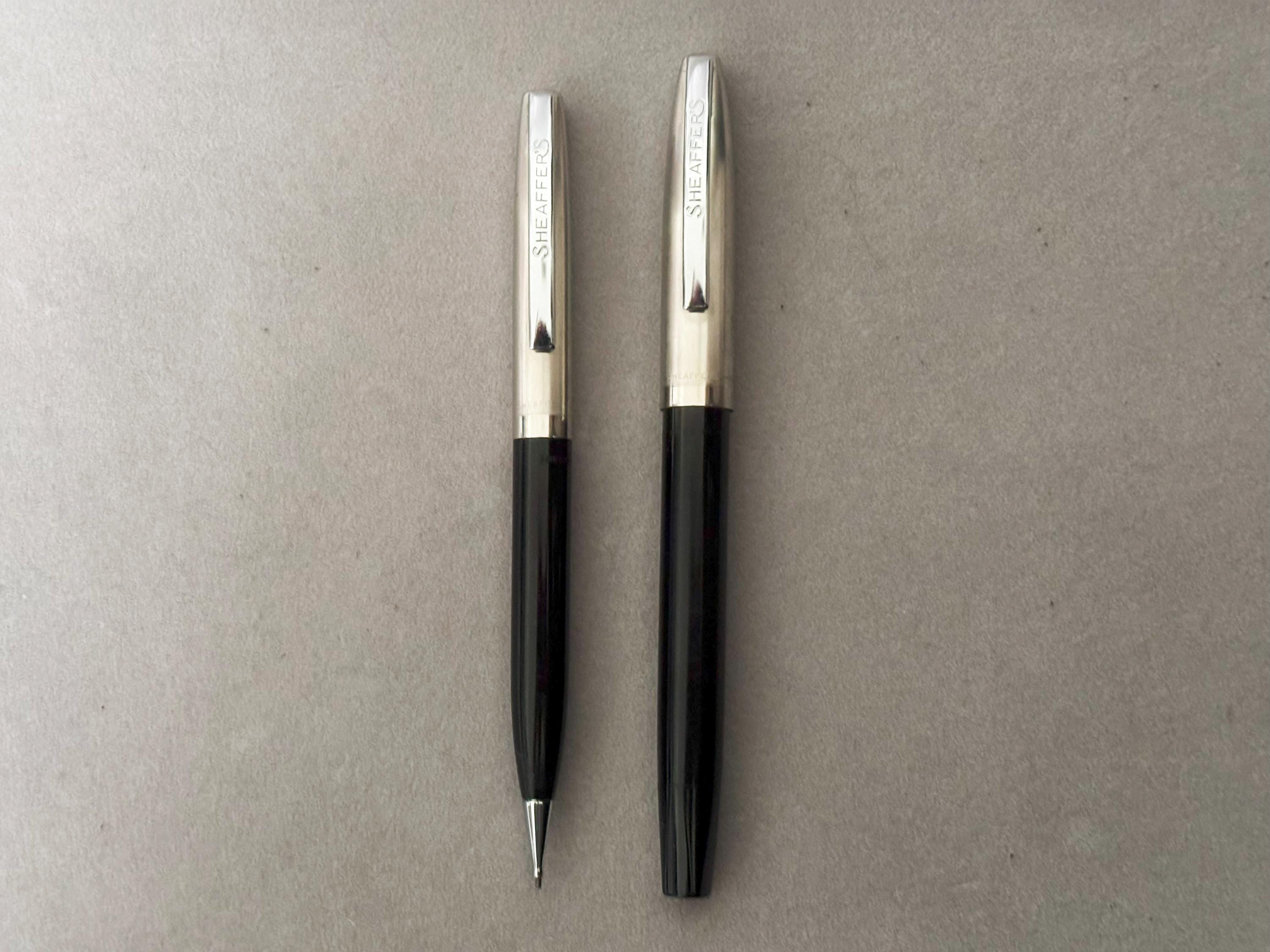 1960s Sheaffer's Fountain Pen and Pencil Set 60s Vintage Silver