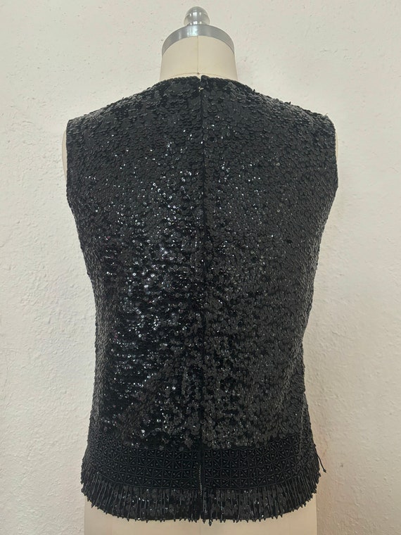 1960s Black Sequin Sweater Shell, Small to Medium… - image 6