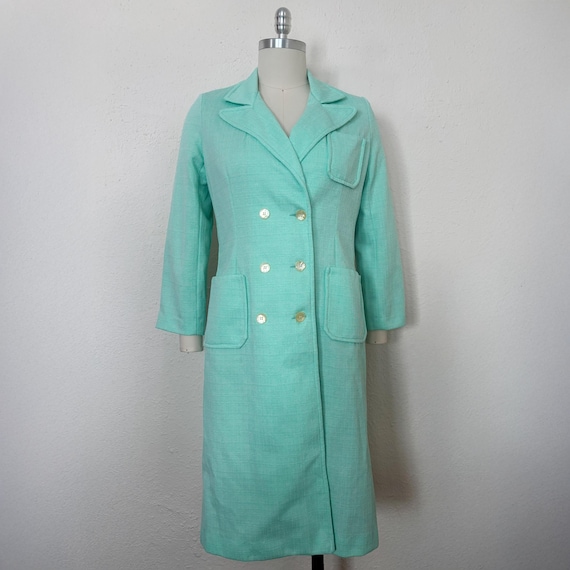 1960s Mint Mod Knit Coat by Grant Ave Fashions, Small to Medium 