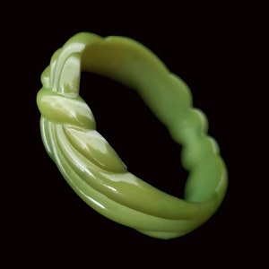 1980s Green Molded Plastic Buch & Deichmann Bangle | 80s Vintage 1981 Signed Plastic Bracelet