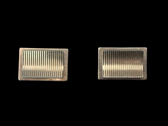 1950s Gold Tone Rectangular Ribbed Cuff Links by … - image 2