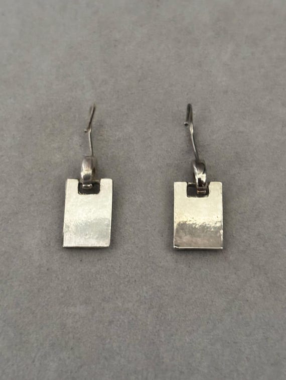 1990s Silver Tone Rectangular Drop Earrings | 90s… - image 5