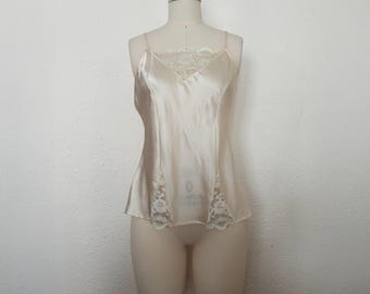 NWT 2000s Braided Strap Cream Silk and Lace tank by Nk Imode Extra Small to Small | Y2k Vintage Deadstock Charmeuse Camisole (XS, S, 33-32)