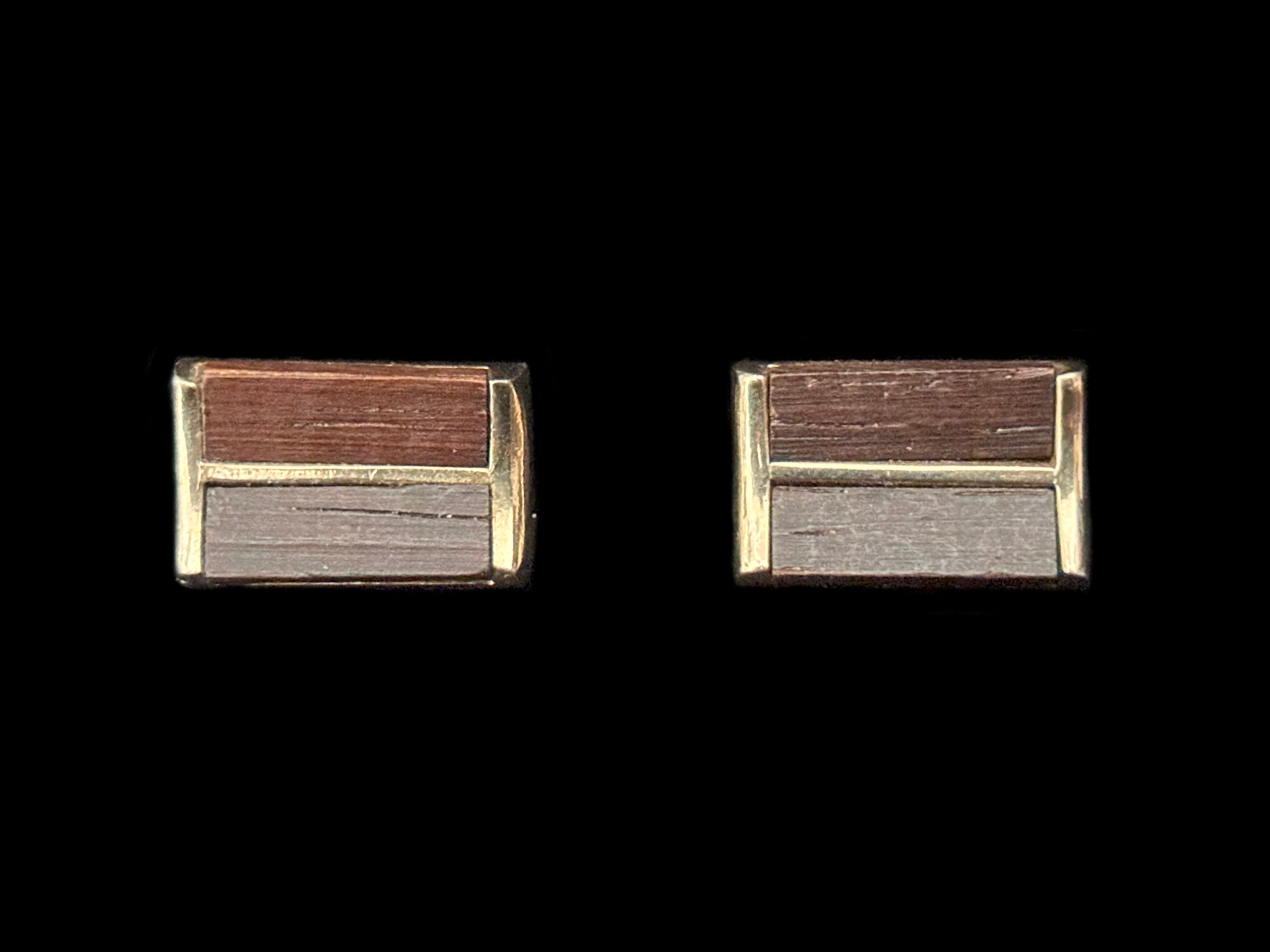 Boutons De Manchette Anciens Signés Swank - Motif Pavé Rectangle Ton Or - Occasion