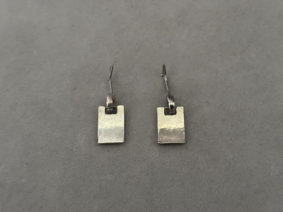 1990s Silver Tone Rectangular Drop Earrings | 90s… - image 6