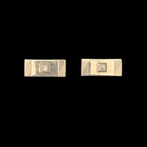 1960s Rhinestone and Gold Tone Cuff Links | 60s Vintage Rectangular Cufflinks