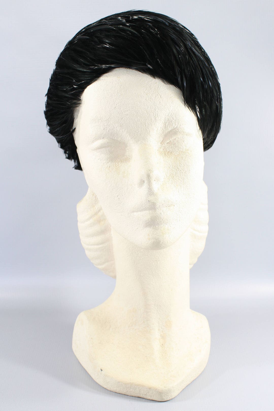 1960s Jet Black Feather Hat 60s Ebony Casque Hat - Etsy