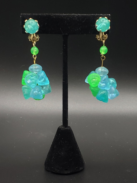 1960s Turquoise and Green Earrings 60s Vintage Plastic Bead - Etsy