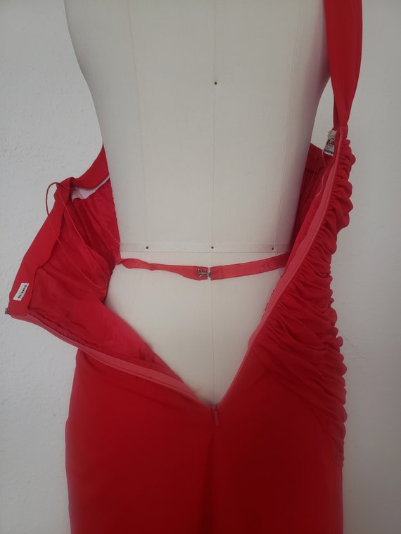 1990s Red Asymmetrical Cocktail Dress by Oleg Cas… - image 8