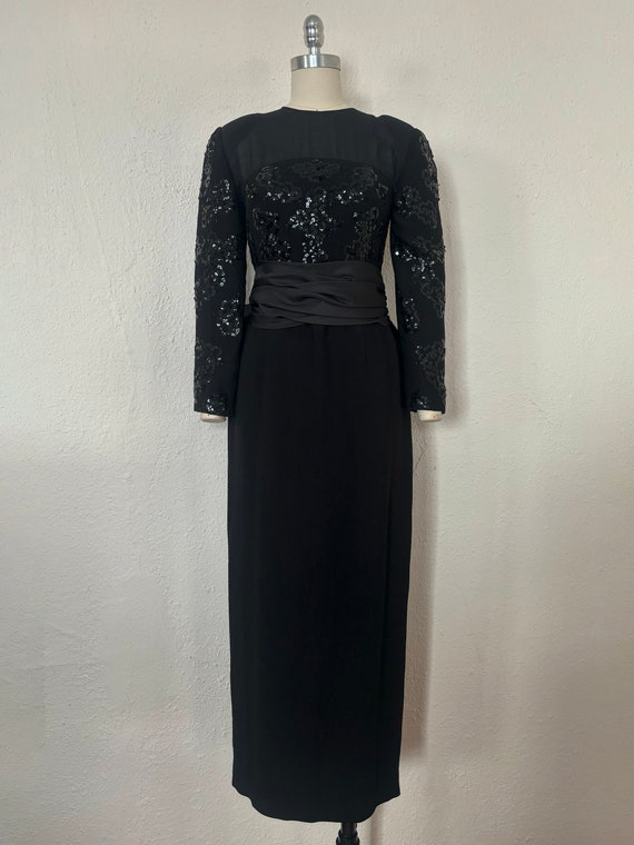 1990s CHRISTIAN DIOR Black Sequin Evening Dress, … - image 2