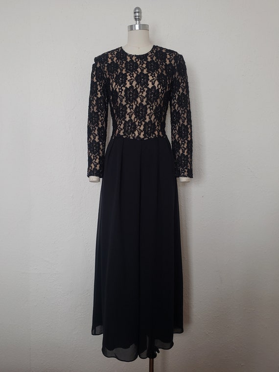 1990s Black Lace and Chiffon Jumpsuit by Richard … - image 3