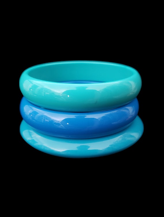 1980s Turquoise, Cerulean, and Teal Bangle Stack |