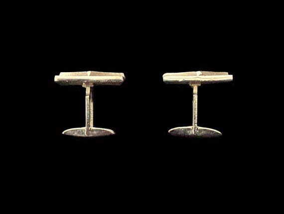 1960s Brushed Gold Tone Rectangular Cuff Links | … - image 6
