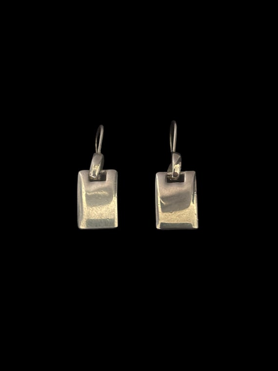 1990s Silver Tone Rectangular Drop Earrings | 90s… - image 1