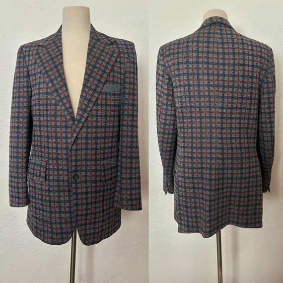 1960s Knit Plaid Sport Coat by Travelknit for Sea… - image 1