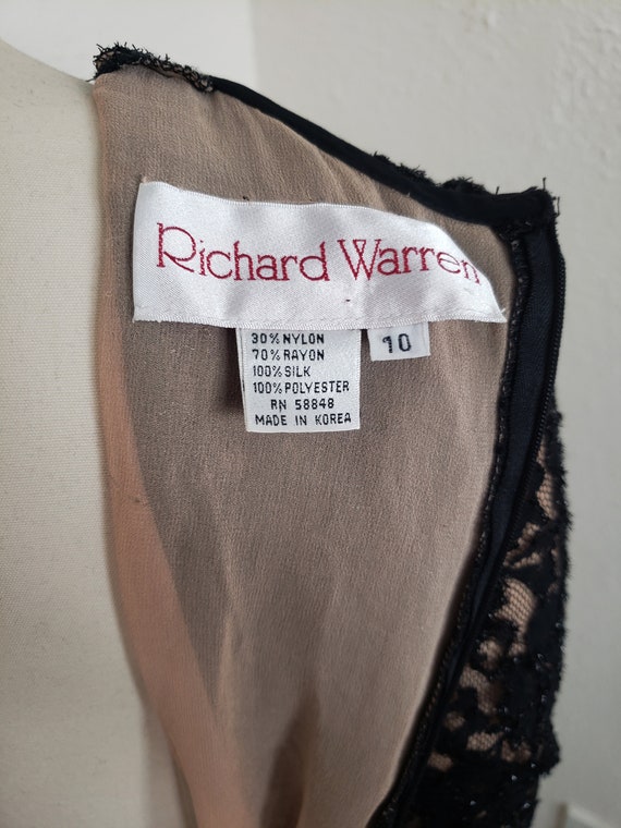 1990s Black Lace and Chiffon Jumpsuit by Richard … - image 9
