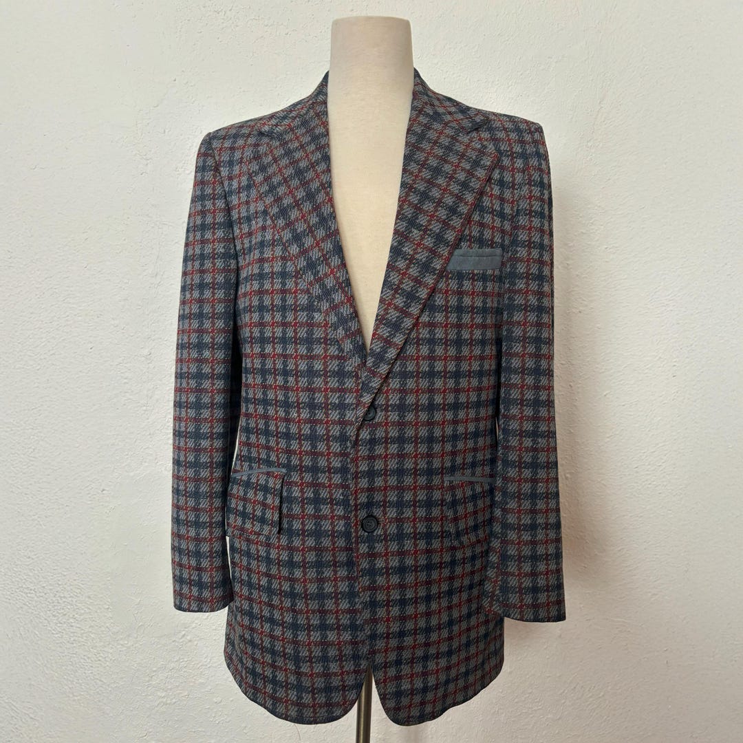 60’s Checked Red and Black Zip Up Coat by YORKE SPORTSWEAR
