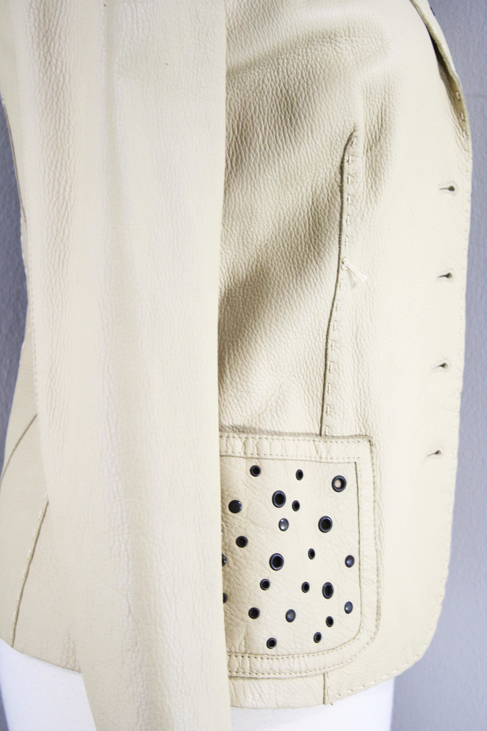 1990s Studded Cream Leather Blazer by Donald Pilner Extra - Etsy