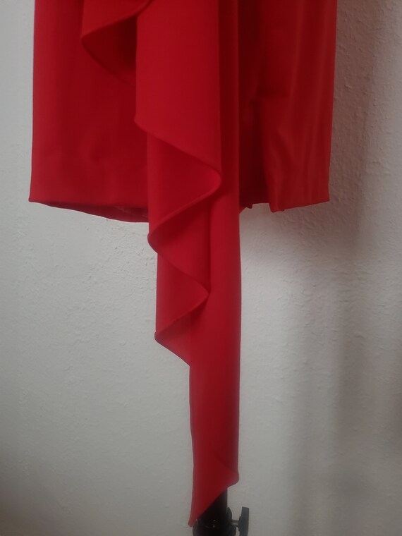 1990s Red Asymmetrical Cocktail Dress by Oleg Cas… - image 6