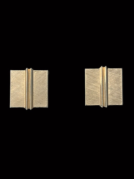 1960s Brushed Gold Tone Square Cuff Links, by Swan