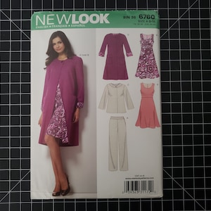 Uncut New Look 6760 Wardrobe Pattern, Sizes 8-10-12-14-16-18, Factory Folded |Separates Pattern w/ Coat, Jacket, Dress, and Pants