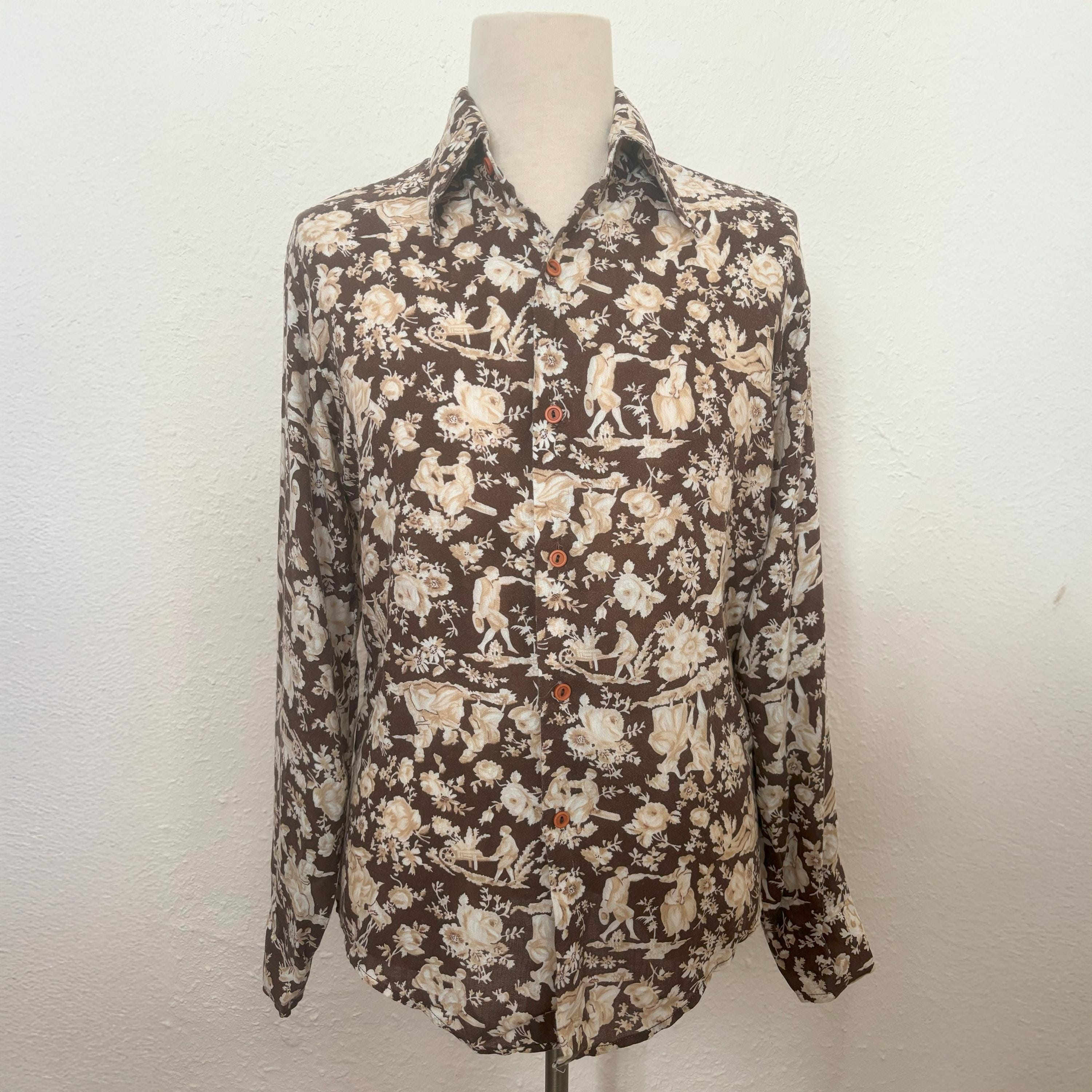 60S 70S ヴィンテージ KENNINGTON SHIRTS パブミラー VTG 60s 70s Kennington Asian Shiny Acetate Disco Shirt SZ L