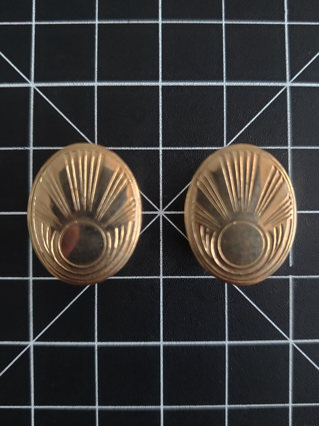 Boutons De Manchette Vintage Or Avec Pierre Claire - Occasion, Style Rétro