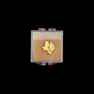 1960s Gold Tone and Clear Rhinestone Texas Instruments Tie Tack | 60s Vintage White and Gold Lapel Pin