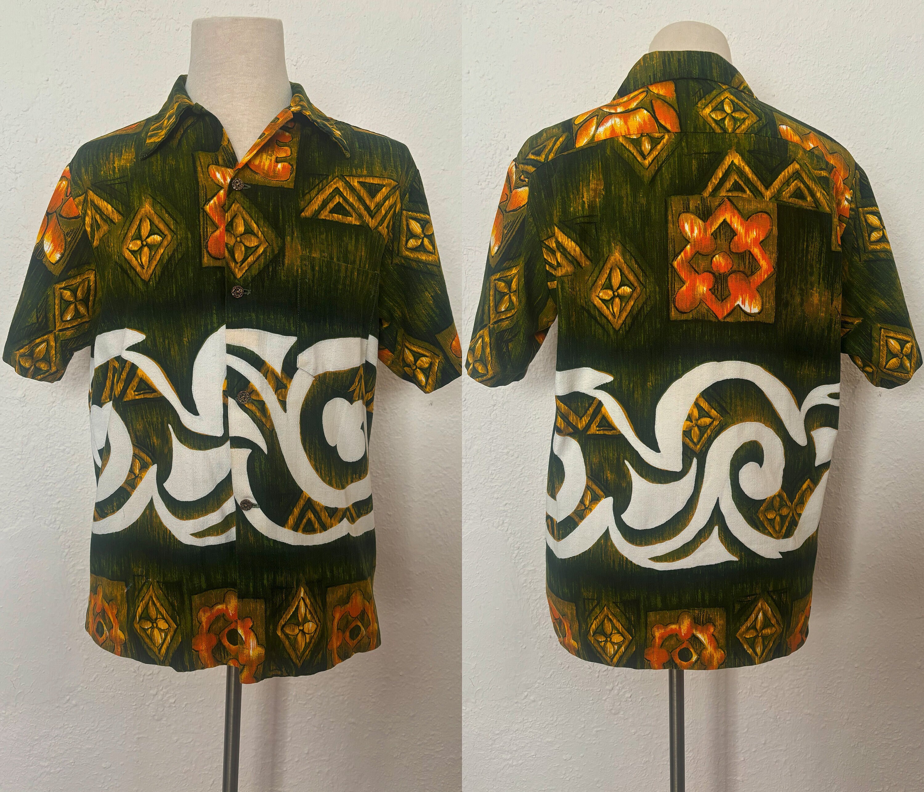 1950s Cotton Barkcloth Hawaiian Shirt by Evelyn Margolis