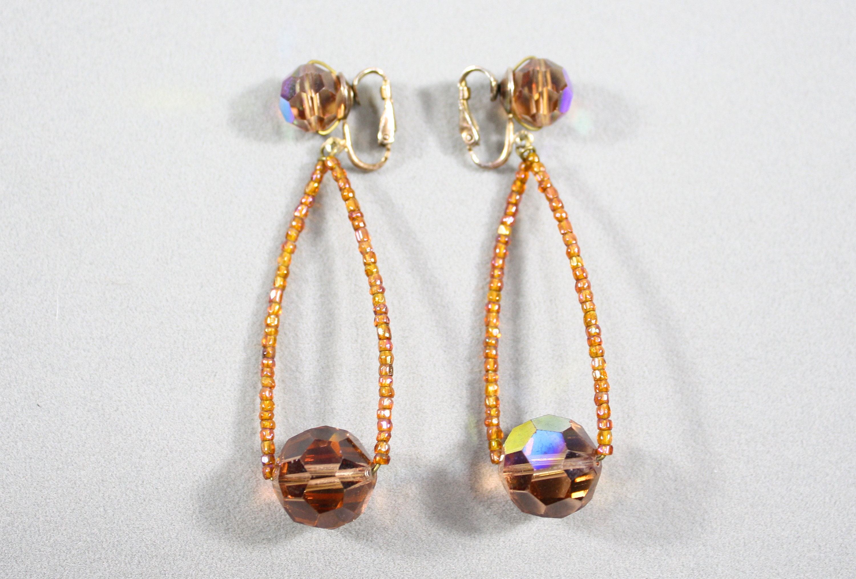 1960s Mauve Clip Earrings by Vogue 60s Vintage Iridescent - Etsy