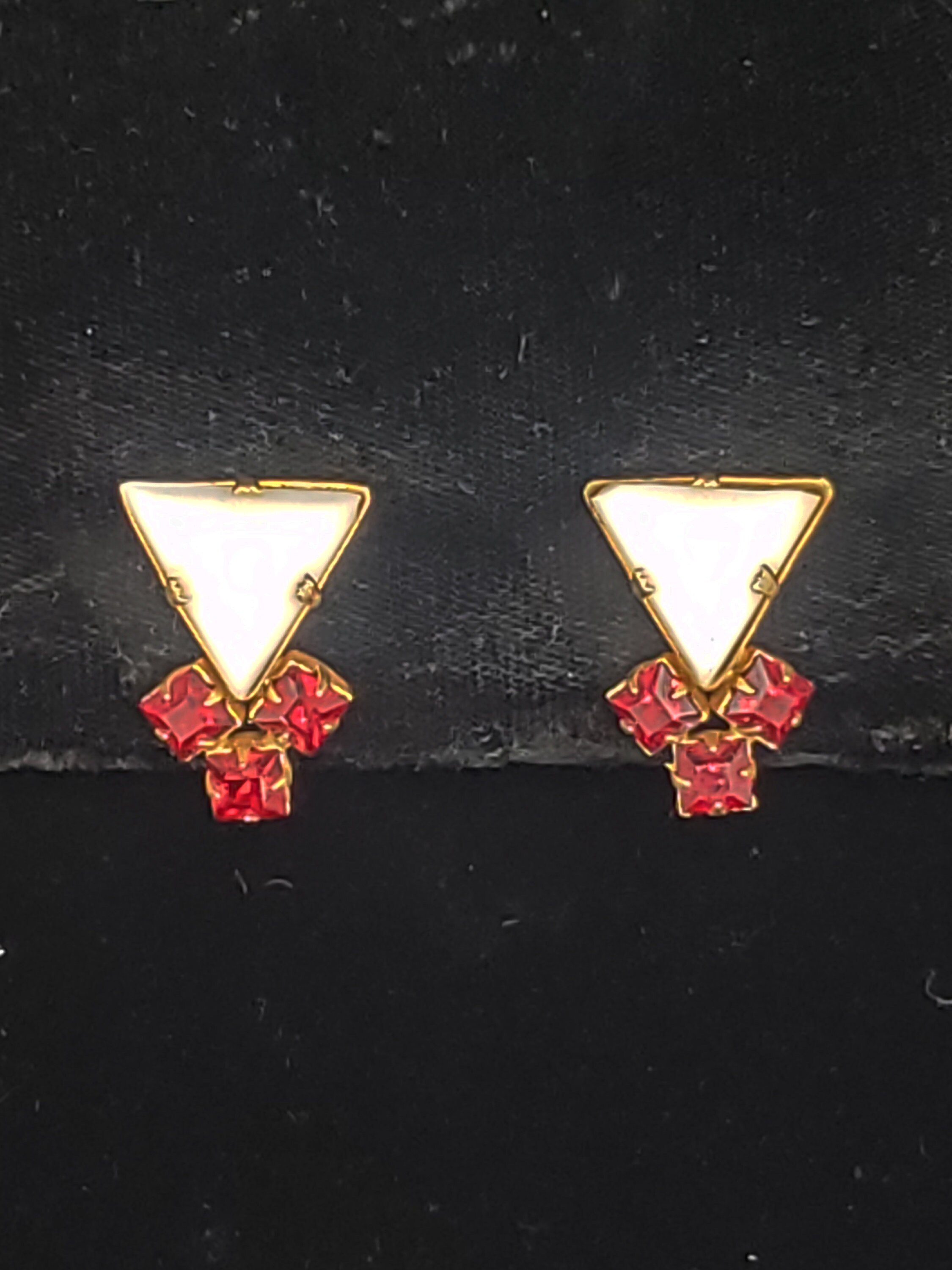 1960s Triangular Milk Glass Earrings 60s Vintage Red - Etsy
