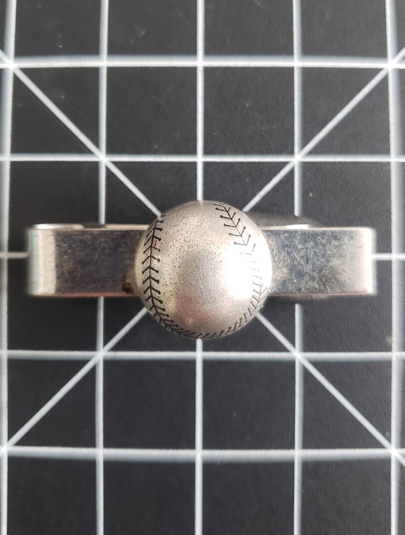 1960s Novelty Sterling Silver Baseball Tie Clip | 