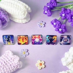 FFXIV Caster Job Skills Enamel Pins: Black Mage, Summoner, Red Mage