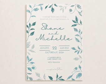 Save The Date Template | Hand Drawn illustrations | Leaves Wedding | 0002