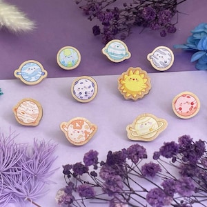 Pocket Planets Wooden Pins: Whimsical Space Stationery