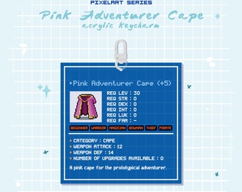 Pink Adventurer Cape Acrylic Keycharm | Pixel Art Illustrations | MapleStory Nostalgic Keychain