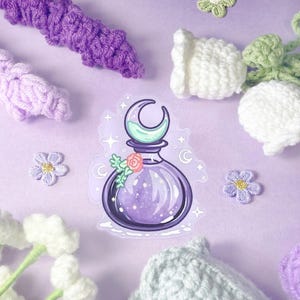 Pegatinas troqueladas transparentes mate impermeables para botellas de poción / Papelería estética de ensueño caprichosa