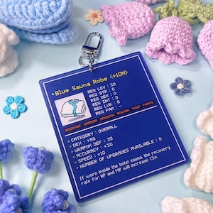Blue Sauna Robe Acrylic Keycharm | Pixel Art Illustrations | MapleStory Nostalgic Keychain