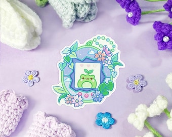 Tamagotchi Frosch Aufkleber | Klarer, matter wasserdichter Aufkleber