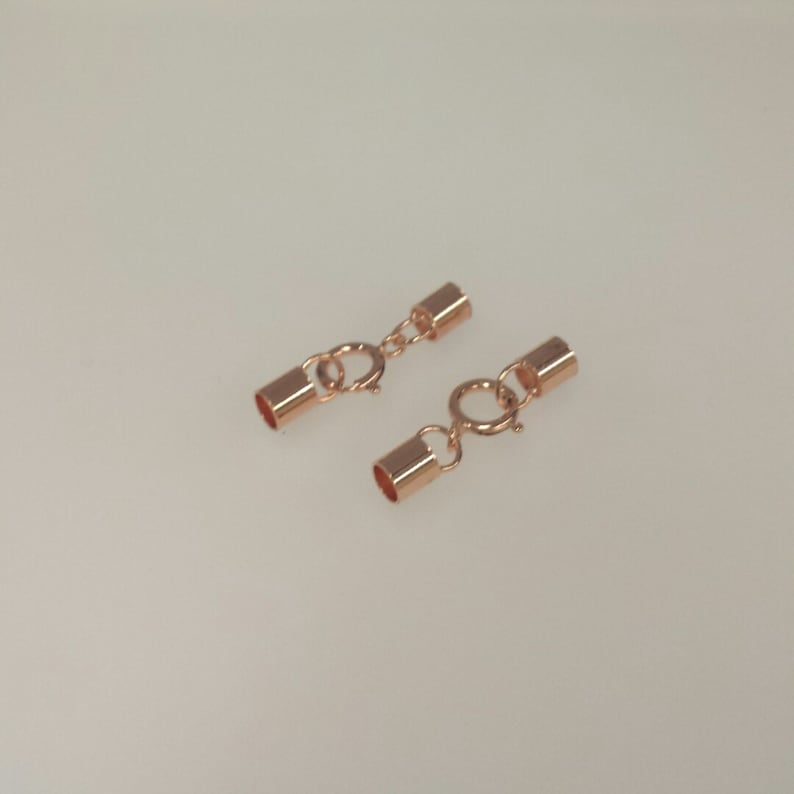 3mm End Tube with Spring Clasp Yellow Gold Vermeil Jewelry Supplies Rose Gold Vermeil Necklace Cord End Clasp 2 Sets