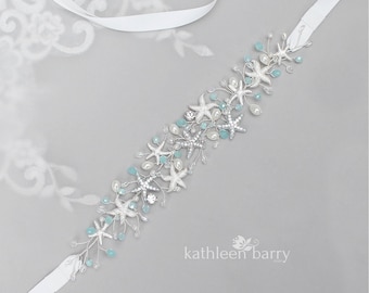 Starfish wedding dress sash belt - sea star fish beach wedding accessories - color options available STYLE: Megan