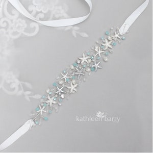 Starfish wedding dress sash belt - sea star fish beach wedding accessories - color options available STYLE: Megan