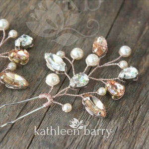 Crystal Rhinestone and pearl hair pin Color options available STYLE: Lucia