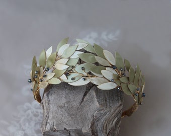 Eucalyptus leaf wedding crown - Everlasting bridal hair accessories,  Olive green shown - Assorted color options available