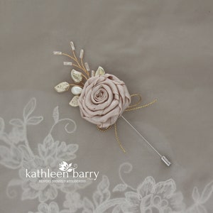 Boutonniere or corsage - lapel pin groom - Custom color options available - Gold, rose gold or silver detailing everlasting